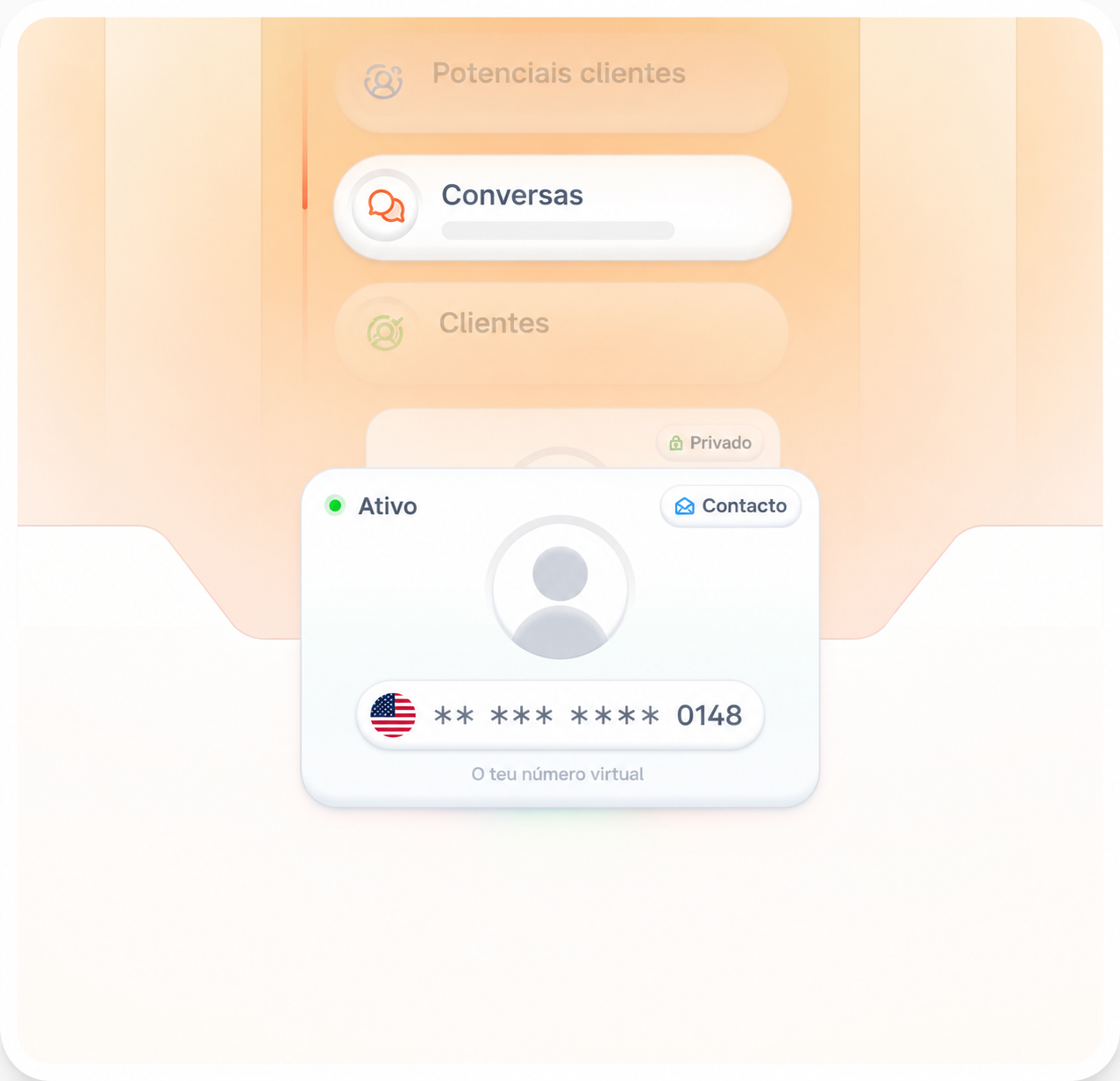 Ilustração de megafone com lista de conversas